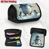 1pc Penguin Navy Design Double Layer Flip Pencil Case--Large Capacity Zipper Closure, Suitable for Schools, Offices and Travel, Ideal Birthday/holiday