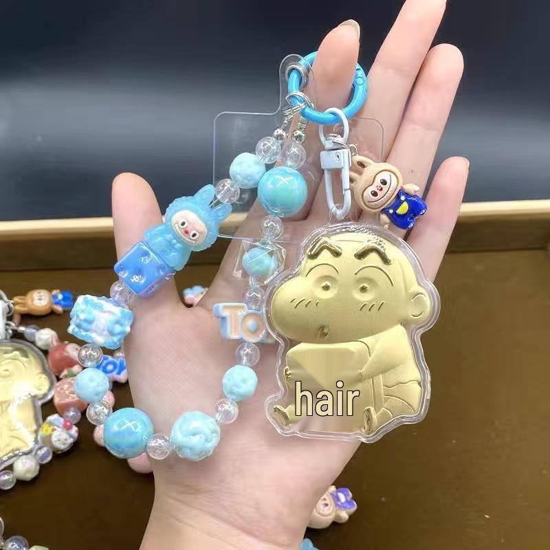 999 Pure Gold Crayon Shin-chan Cartoon Charm Pendant: Keyring & Phone Chain Accessory