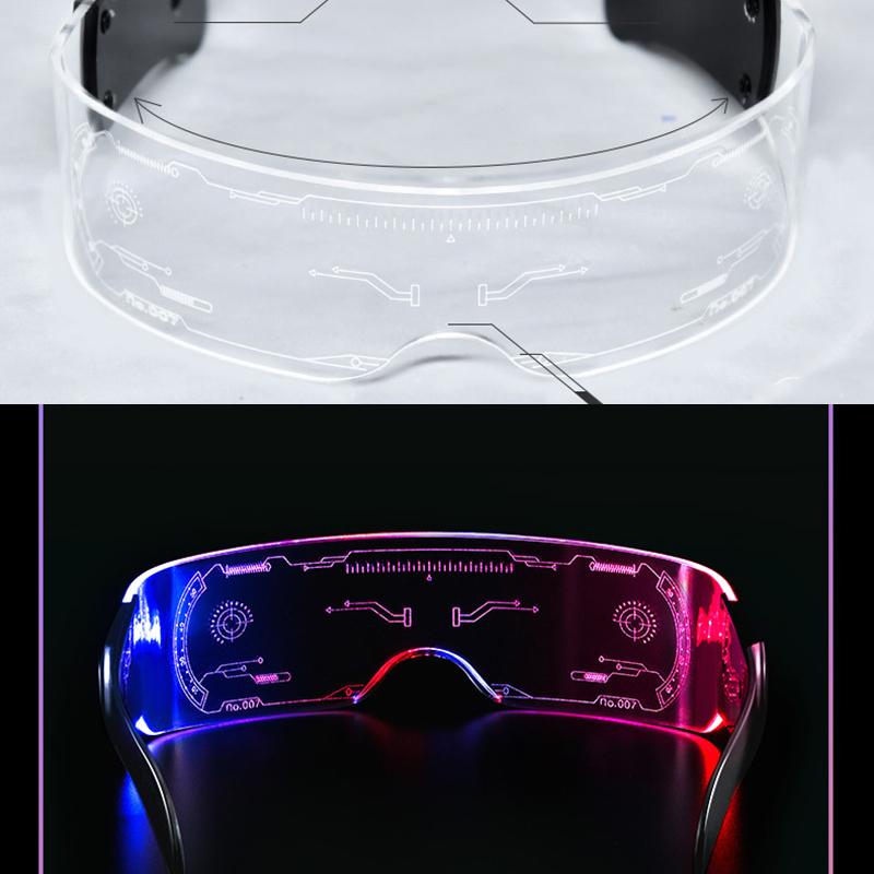

LED Luminous Cyberpunk Sunglasses Women For Men Sun Glasses Brand Designer Trend Punk Steampunk Light Up Colorful Goggles UV400 As the photo