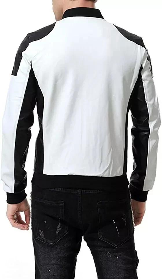 Stylish New Handmade Jacket Elegant Men's Genuine Real Lambskin Leather WHITE