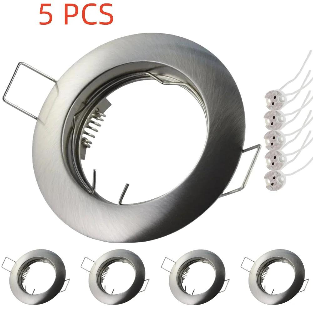 5Pcs Recessed LED Downlight Mounted Frame Round with MR16 Lamp Holder Cut Hole 60mm Ceiling Spot Lights Fitting Fixture