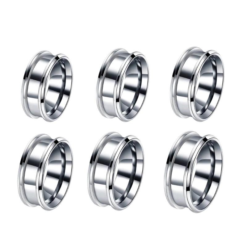 

6 PCS Durable Empty Rings Scratch Resistant Blanks Rings DIY Rings Materials Empty Unisex Rings Stainless Steel Material 1