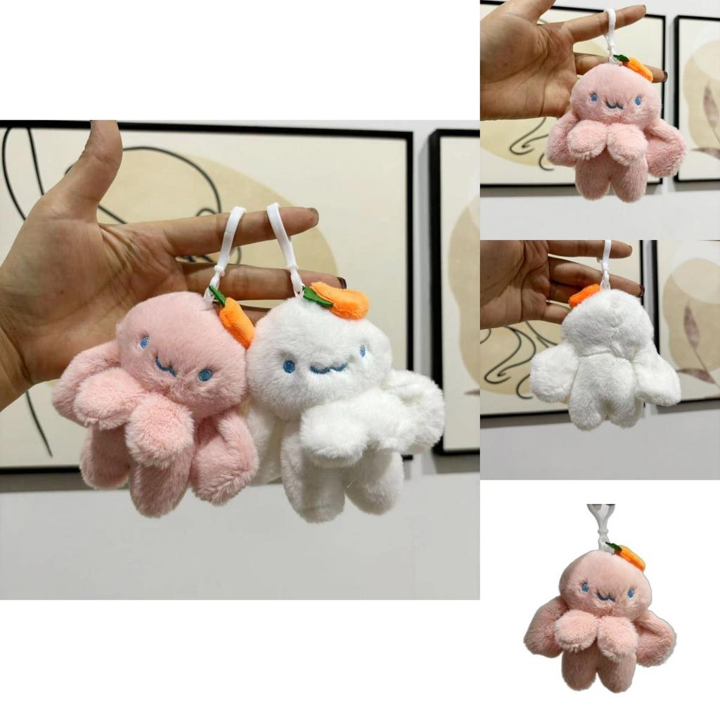 Adorable Plush Octopus White Bunny Keychain Soft Stuffed Animal Backpack Accessory