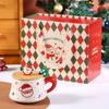 Snowman Ceramic Mugs Xmas Tree Spattered Coffee Cups New Cup Spoon Kit  Holiday Season