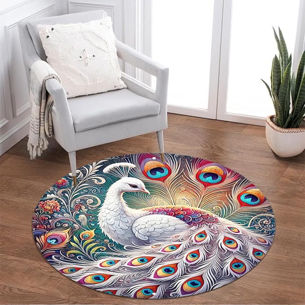 1pc Home Carpet Peacock Design Non-slip Rug for Office Decor and Living Room Gift Ideas