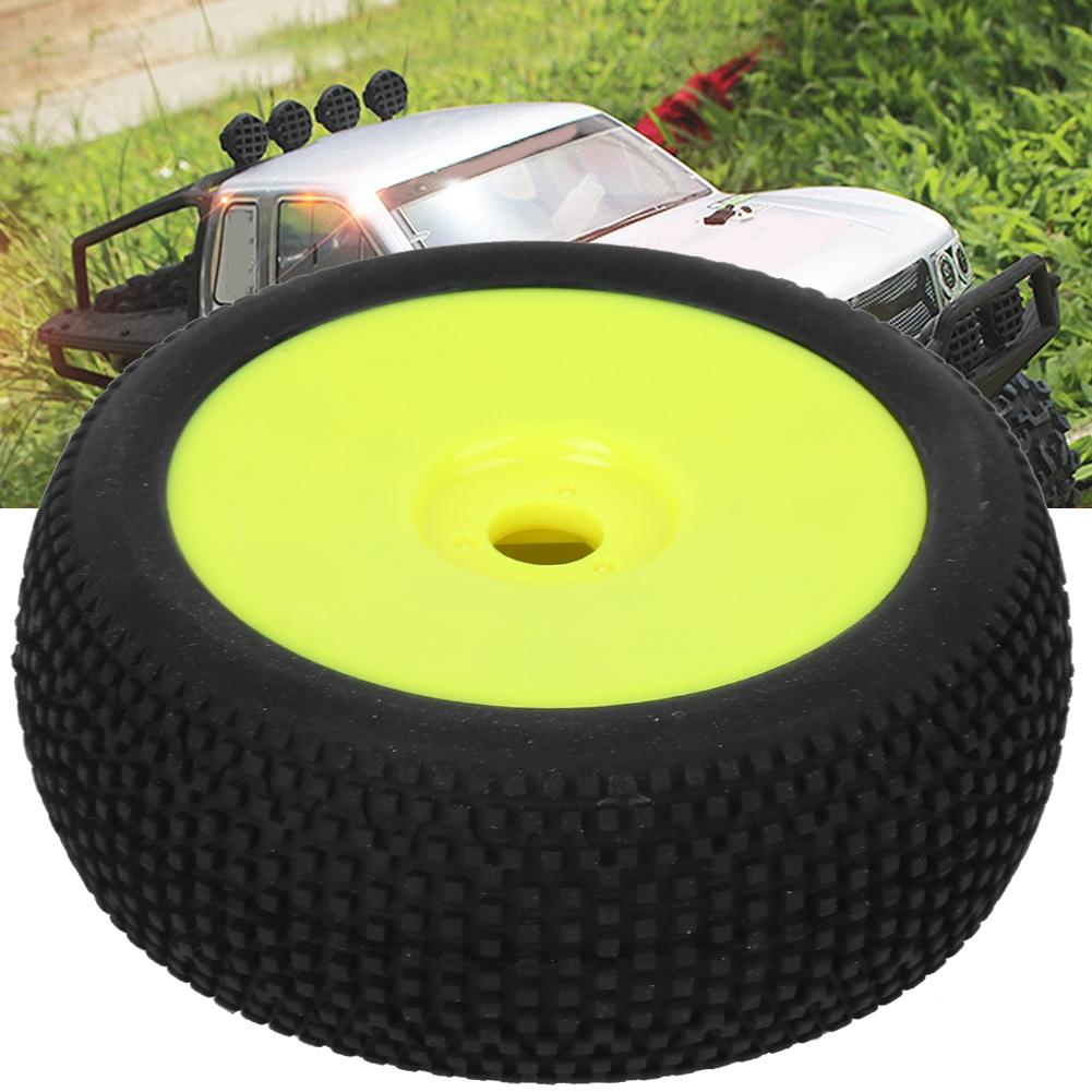 2pcs RC Rubber Tires 17mm Hex Wheel Hub for 1/8 Truck Off Road Model Crawler Car(White )