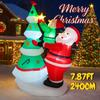 7.87FT Inflatable Santa Claus Elf Tree Toy Xmas Yard Lawn Party Decoration Festive Gift LED Lit Christmas Supplies Home Ornament