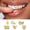 Fashionable Metal Fang Grillzs Hollow Teeth Jewelry Copper Texture Dental Accessory Suitable for Parties and Event
