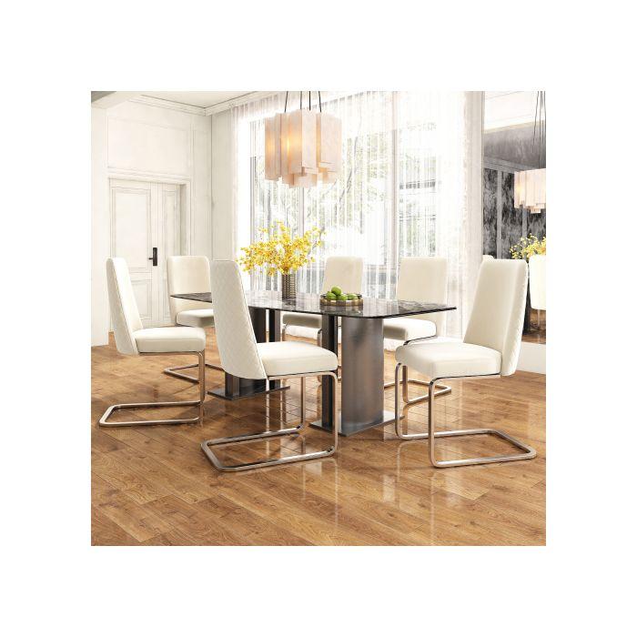 Chaises de salle à manger - MUVOE - Ensemble de 2 - Velours beige - Dossier en diamant - Pieds en métal