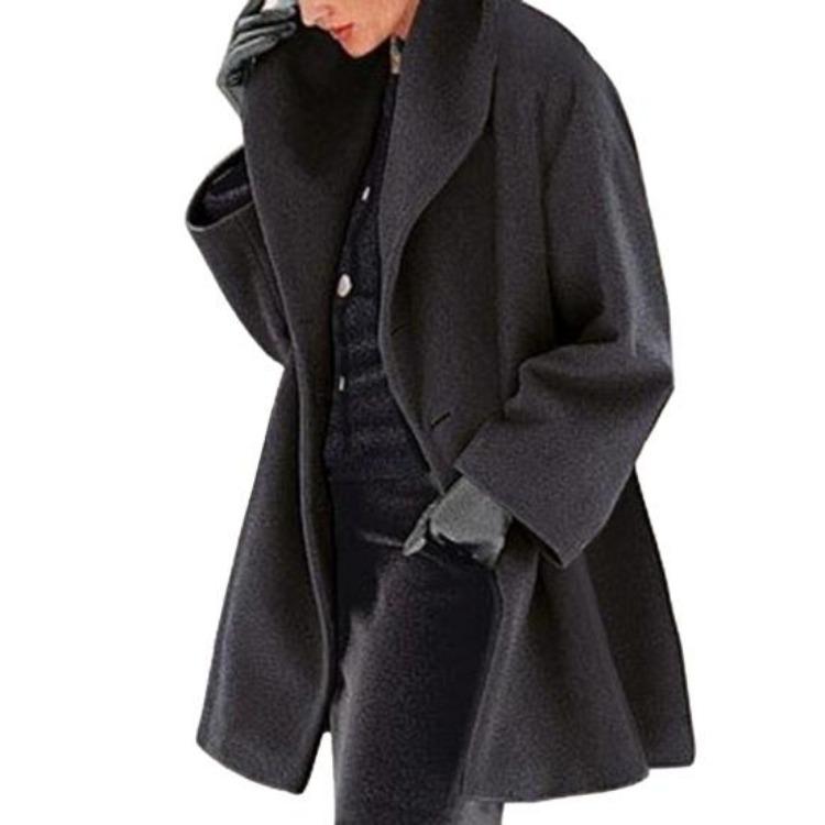 

Warm Thick Wool Blend Trench Coat Women Hooded Pea Coat Single Breasted Mid Long Overcoat Casual Jacket Fall Winter M чёрный