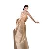 French Celebrity Premium One Shoulder Mesh Long Dress Skirt Vintage Tube Top Dress