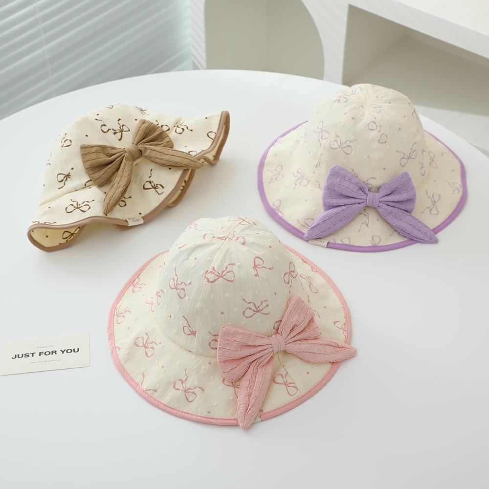 Kawaii Baby Fishermen Hat Bowknot Kids Bucket Hat Sunscreen Children Sun Hat  Apparel Accessories