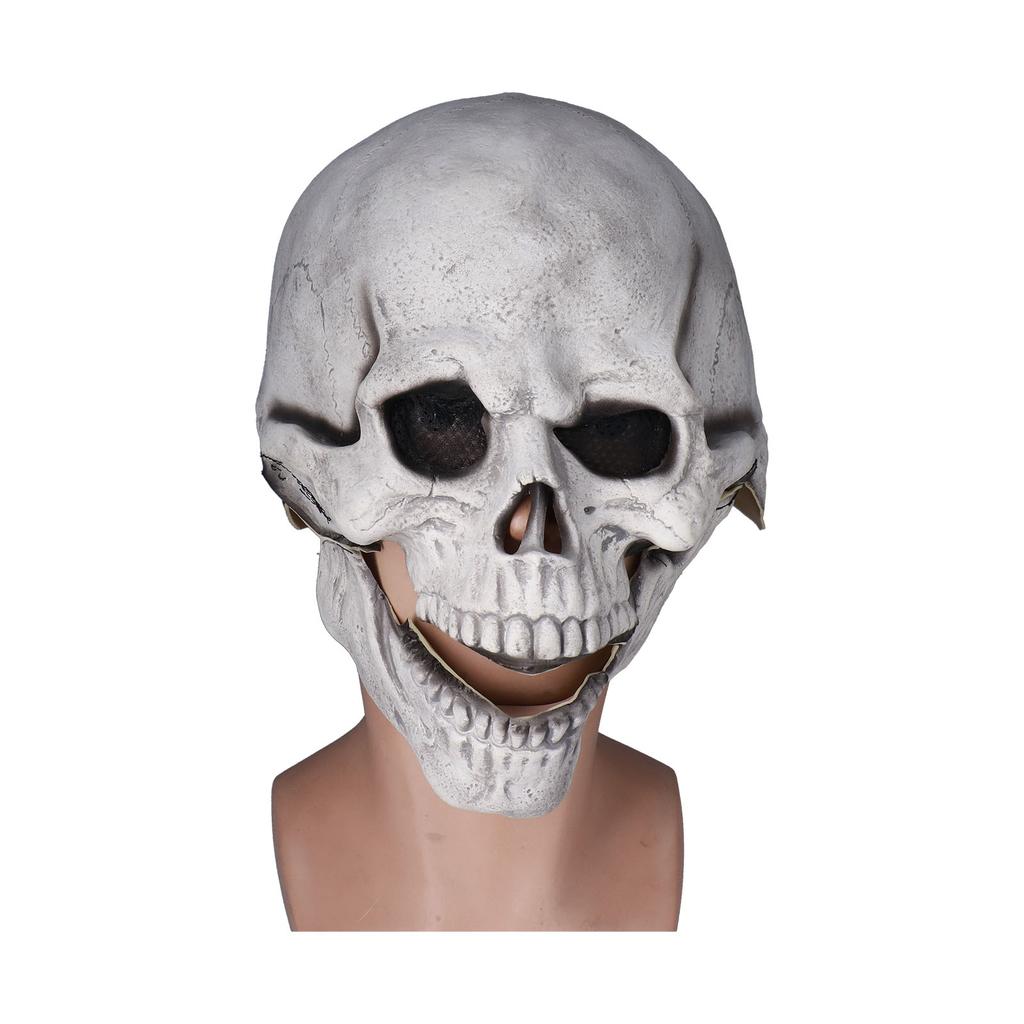 Scary Skull Mask with Movable Jaw Flexible Latex Halloween Costume Party Props Cosplay Accessory