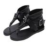 Fashion 2025 Punk Fashion Thong Sandals Flat Plus Size Beach Sandals Belt Buckle Gothic Summer Sandals Wide Heels Women