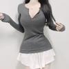 Korean Dongdaemun Sheer Slimming Long Sleeve Top for Women