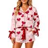 Women's Christmas Pajama Set With Button Down Shirt And Shorts, Holiday Sleepwear
