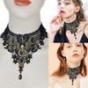 Gothic Lace Floral Choker for Women Choker Handmade Collar with Skull Gears Wing for Bachelorette Party Wedding
