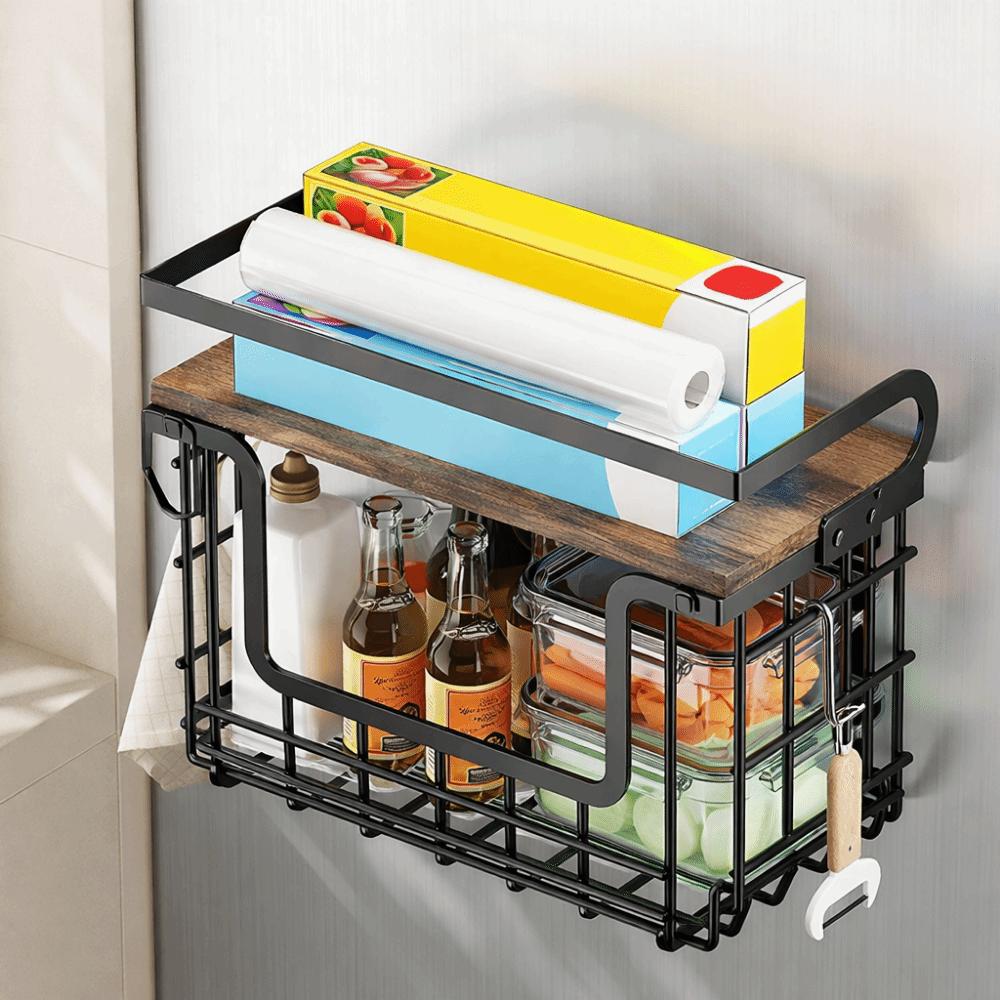 Wall Mounted Refrigerator Side Storage Rack Punch Free Spice Storage Rack Bathroom