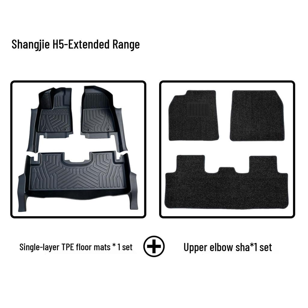 Shangjie H5 Extended Range Car Mats: TPE Door Sill Trim, Double Layer, Wear-Resistant Interior Protection.