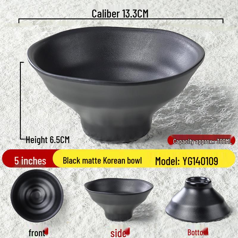 Black Matte Melamine Rice & Dipping Sauce Bowl for Restaurants, Hotels, Hot Pot, and Malatang.