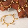Elegant Sun And Moon Charm Bracelet With Crystal Accent Titanium Steel Lightweight Daily Wear Jewelry