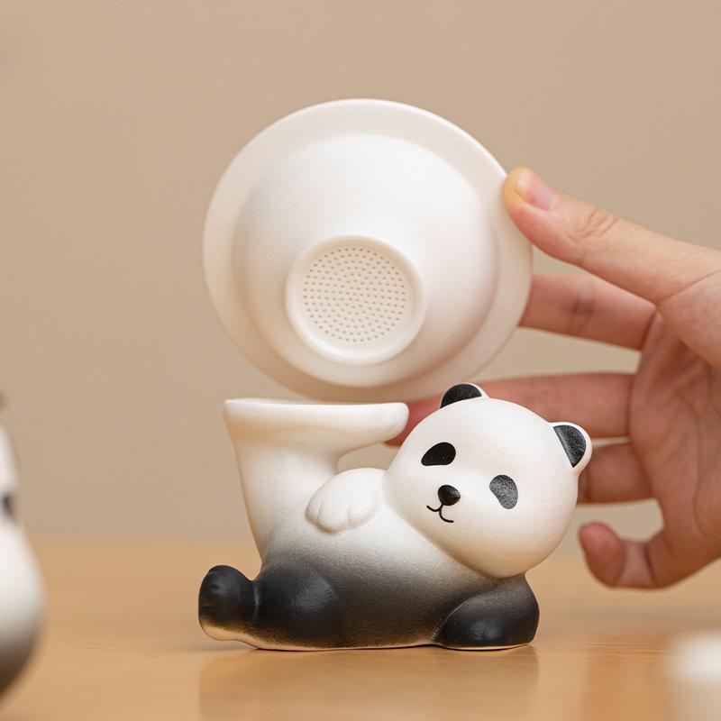 

Cute Panda Tea Leak Tea Filter Household Tea Separator Filter Integrated Creative Ceramic Tea Separator Accessories