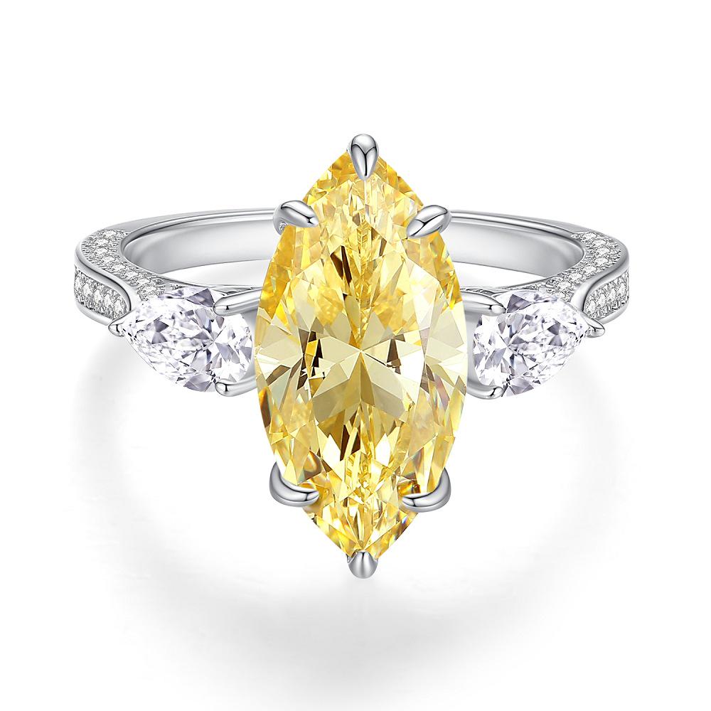 Nine Beauty High Carbon Diamond 7 Carat Zircon Marquise Ring for Women In S925 Sterling Silver
