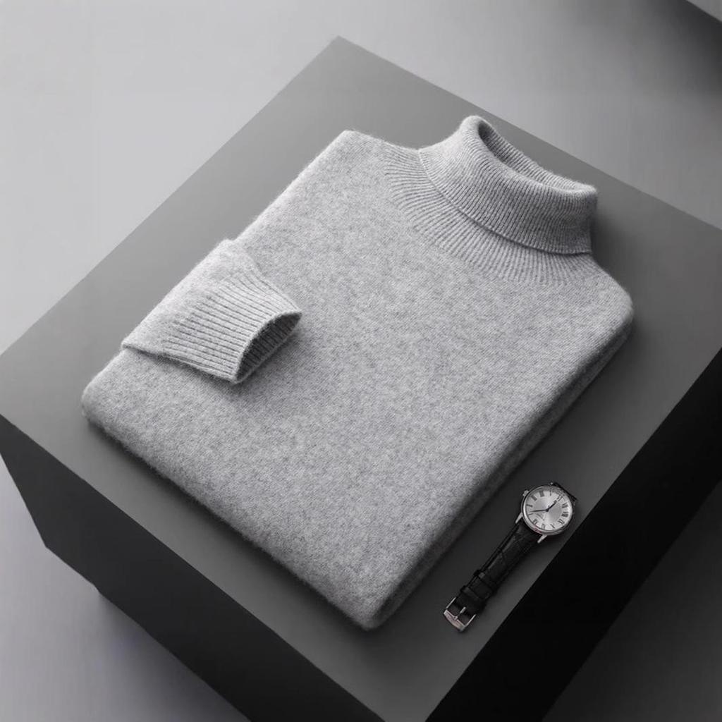 Spring & Autumn Men's Pure Wool Plus Size Knit Sweater - Versatile, Trendy, Lightweight.