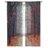 Misty Autumn Forest Sheer Curtains Bedroom Voile Curtain Living Room Window Sheer Curtains Kitchen Tulle Drapes
