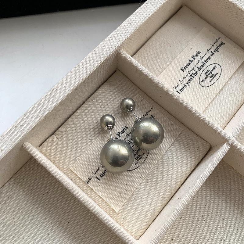 925 sterling silver needle real hemp gray pearl earrings women s light luxury two-wear stud earrings