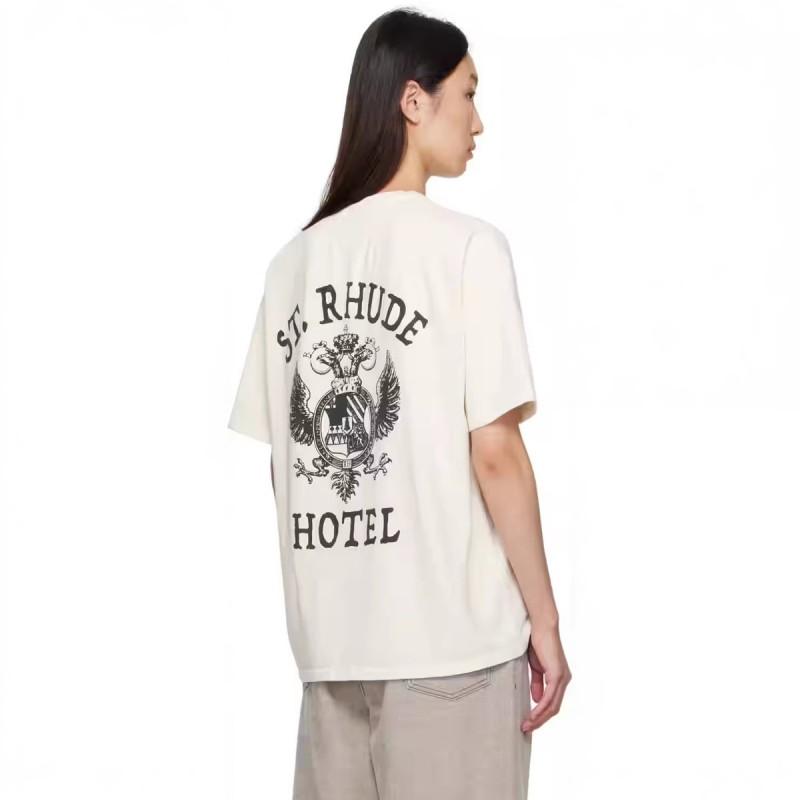 RHUDE Sunset Graphic T-Shirt Men Women Loose Fit Short Sleeve Tee Casual Streetwear