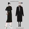 Women's Autumn & Winter Wool Knit Dress - Half-High Collar, Loose Long Sleeve, Mid-Length Base Layer Over the Knee.
