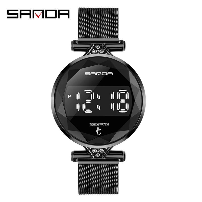 Sanda Touchscreen LED-Uhr mit Doppelschnalle Netzarmband - Modell 8007 für Damen