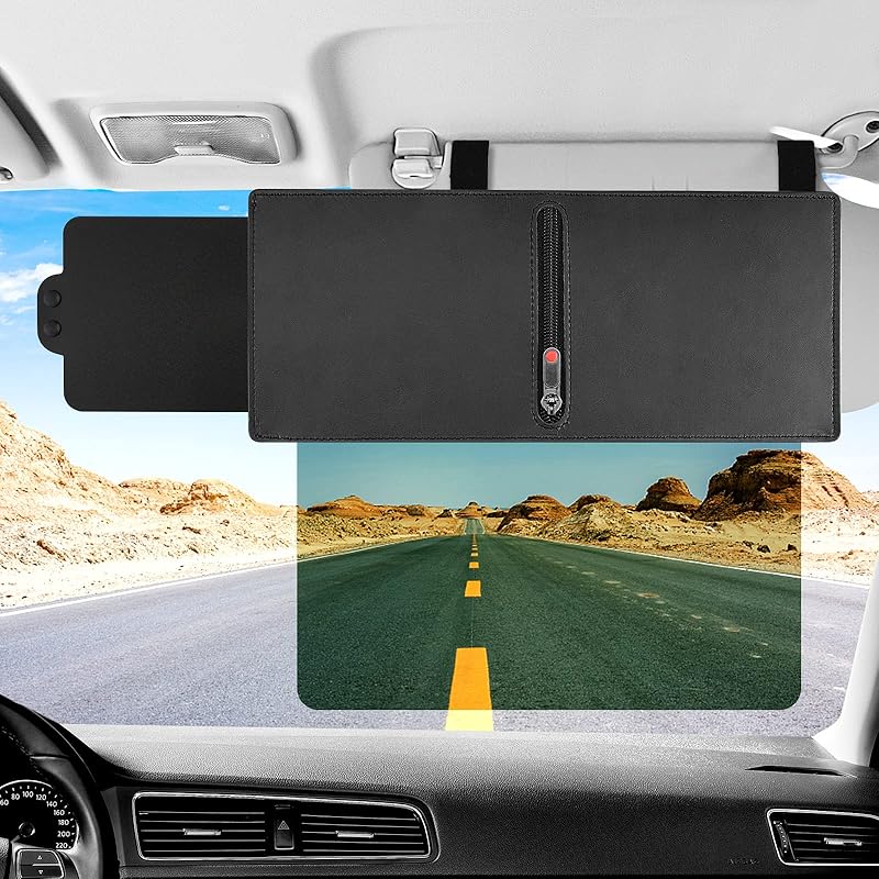 Sun Visor Extender For Car, Polarized Car Visor Extender With Zipper, One Pull Down Sunshade & One Side Shade Sun Block Piece For Protection From Sun Passenger Side