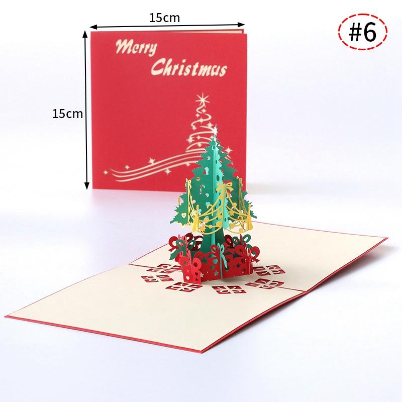 3D Christmas Tree Greeting Cards Desktop Decor Xmas Party Pop Up Card Postcard for Kids 2025 New Year Home Decoration Supplies
