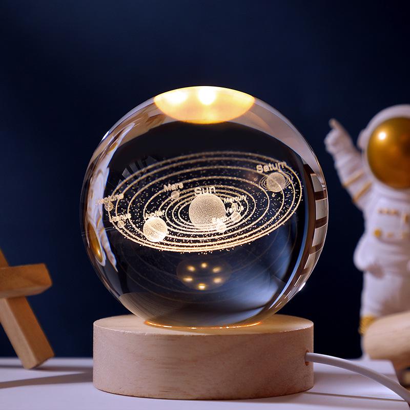 Crystal Ball Starry Night Light: Luminous Glass Solar System Ornament - Perfect Birthday Gift for Women