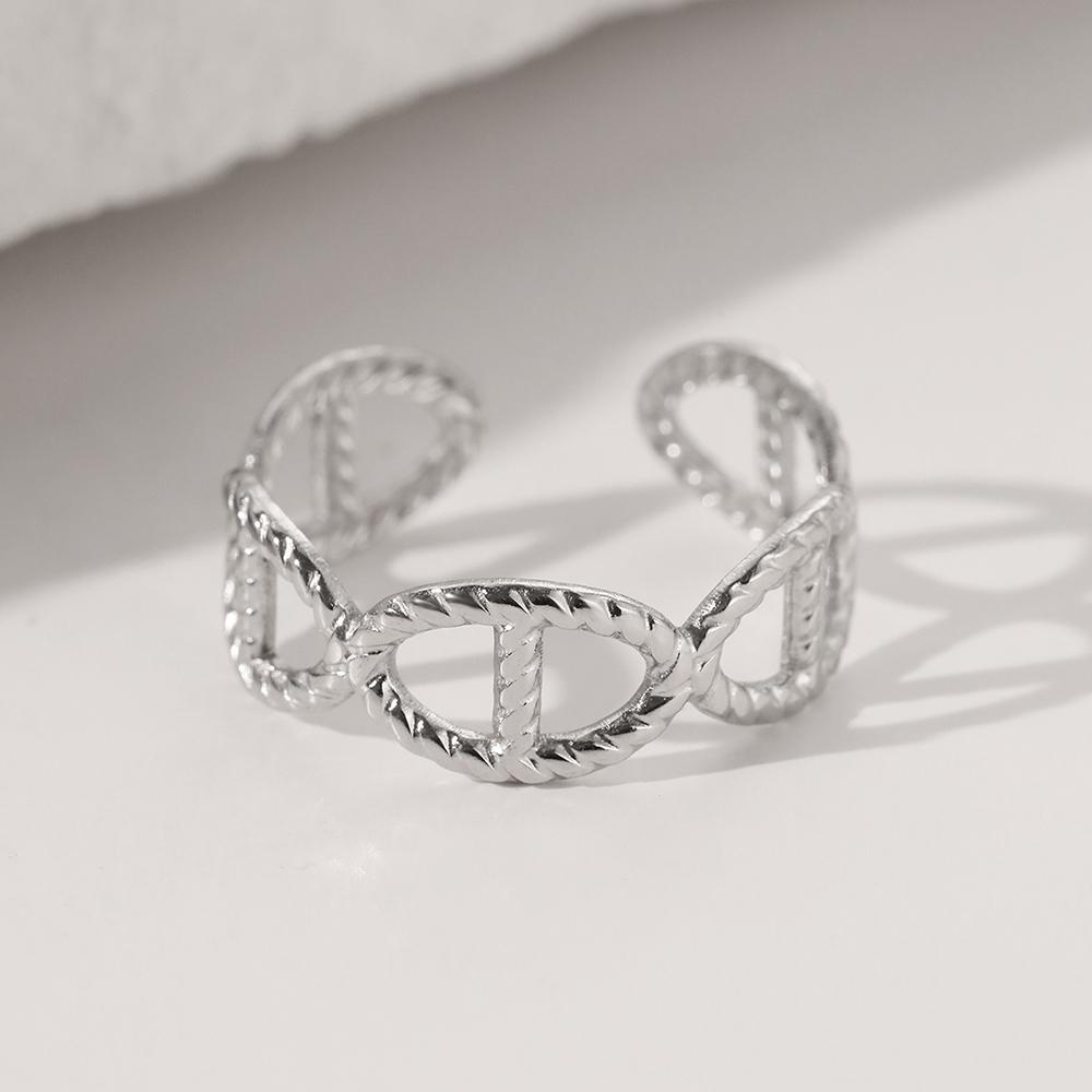 

Кольца из нержавеющей стали Модное геометрическое полое кольцо Дизайн личности Регулируемое кольцо с открытием для женщин Циркон Банкетные подарки