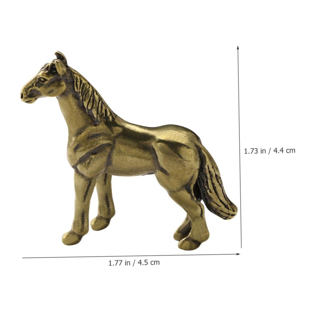 NUOBESTY Copper Horse Desktop Decor for Home and Bronze Lightweight and X X Horse Sculpture Ornament Figurine, Miniature, Office, Tone, Compact, 1.77