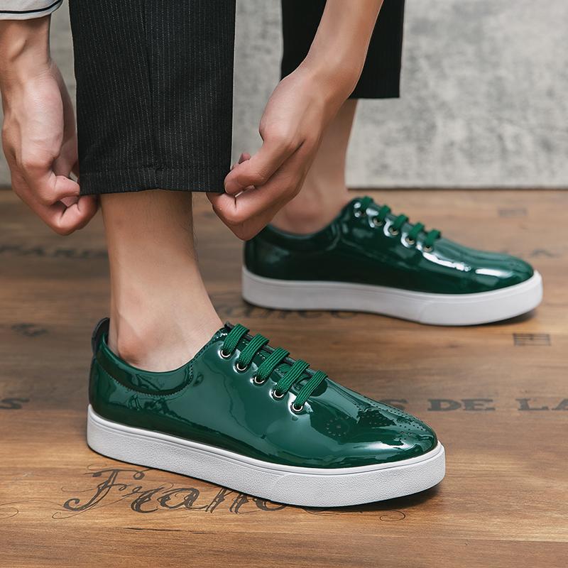 Brogue Moderní módní návrhářské tenisky Pánské kožené boty Svatební párty Zelené Gentleman Office Man Casual Boty