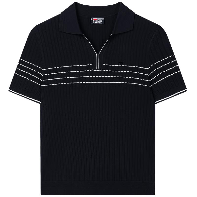 FILA Women s Knitted Short Sleeve Lapel Top S