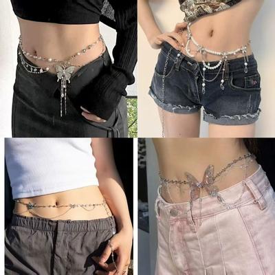 Fashion Butterfly Waist Chains Elegant Waist Accessory Hip Chain Versatile Advanced Body Jewelry Women