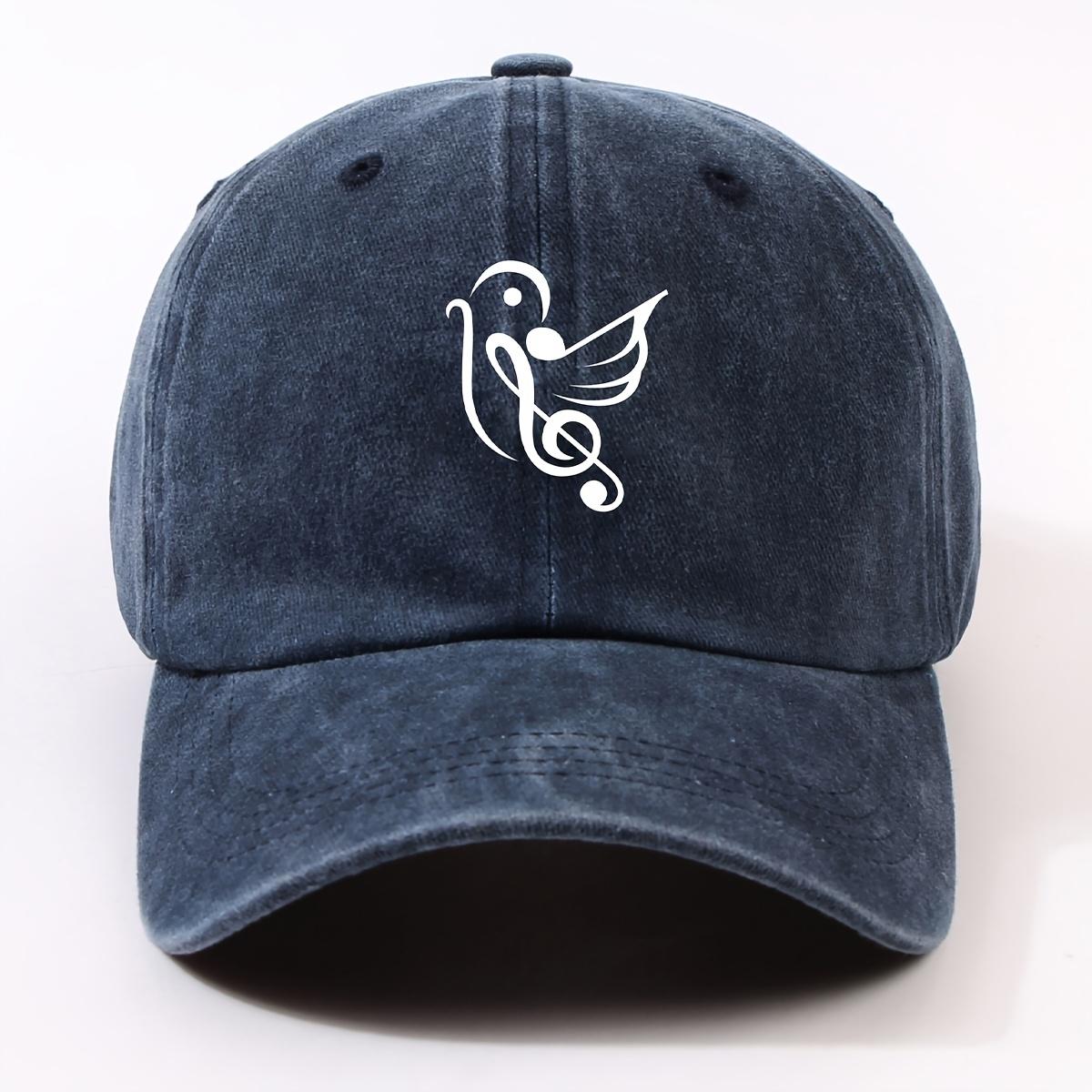

Music Bird Treble Clef Baseball Cap Vintage Washed Polyester Adjustable Unisex Casual Hat One Size темно-синий