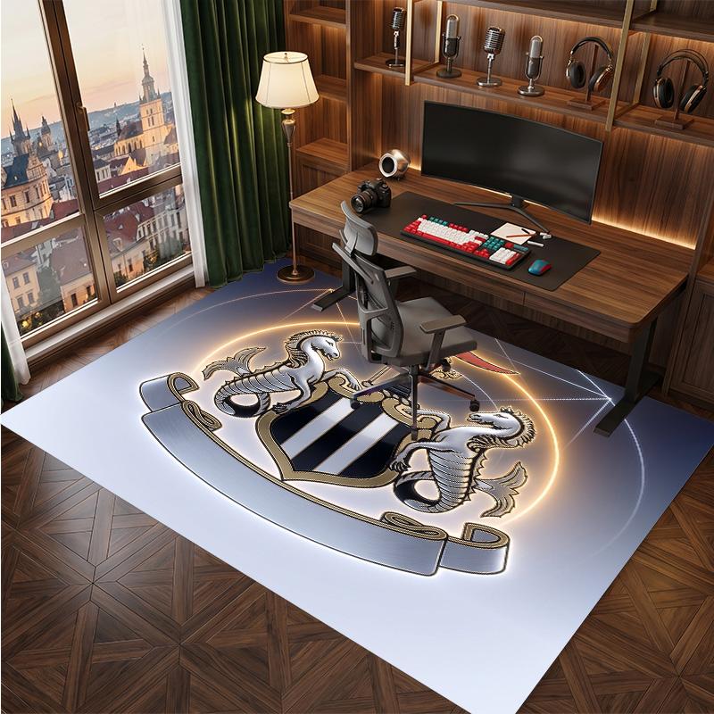 Tappeto in Velluto di Cristallo con Stampa di Calcio del Newcastle United, Comodo Assorbente d'Acqua Antiscivolo Tappeto per Pavimento Interno