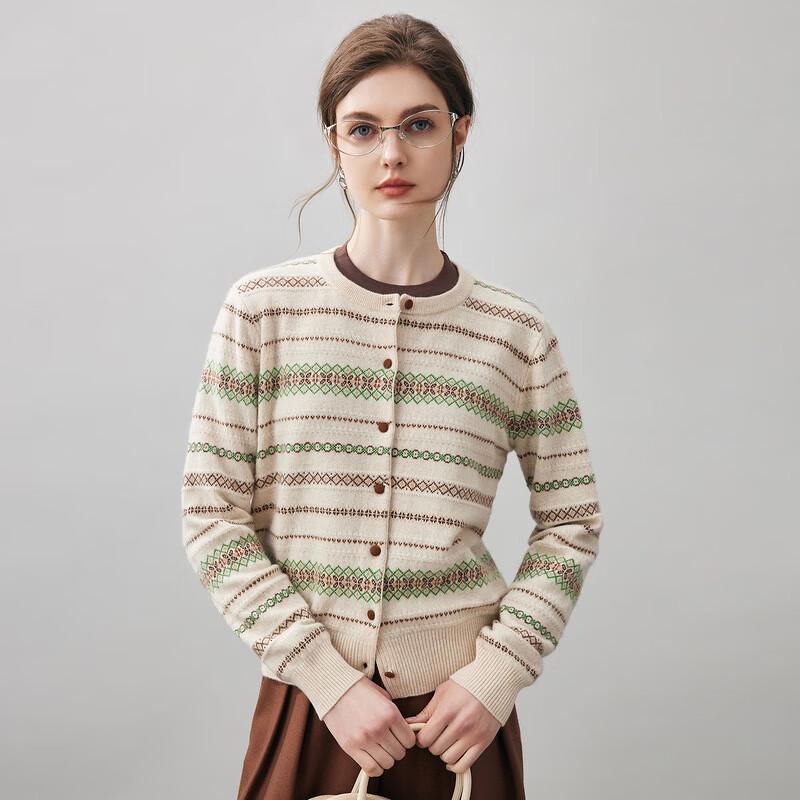 Women's Fair Isle Striped Cashmere Cardigan
