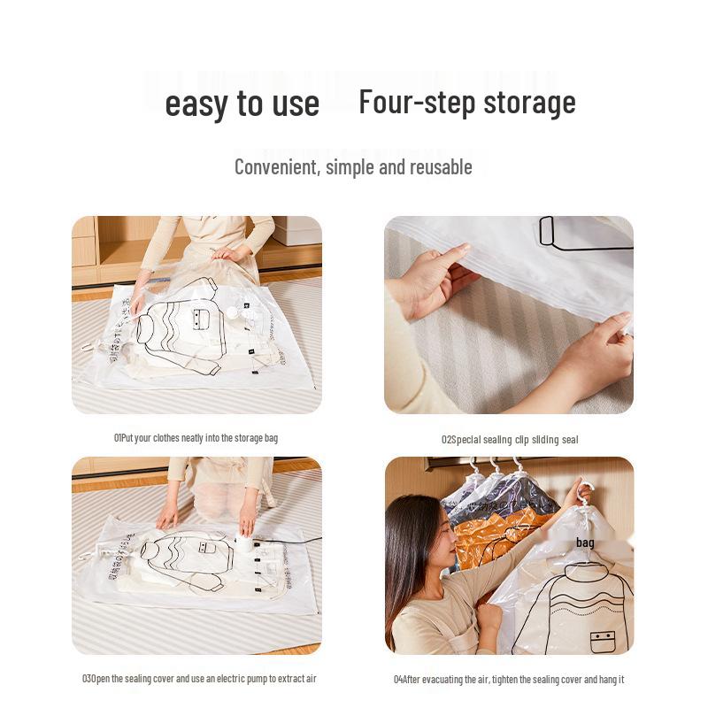 Vacuum Storage Bag for Hanging Down Jackets - Dustproof Organizer with Pump