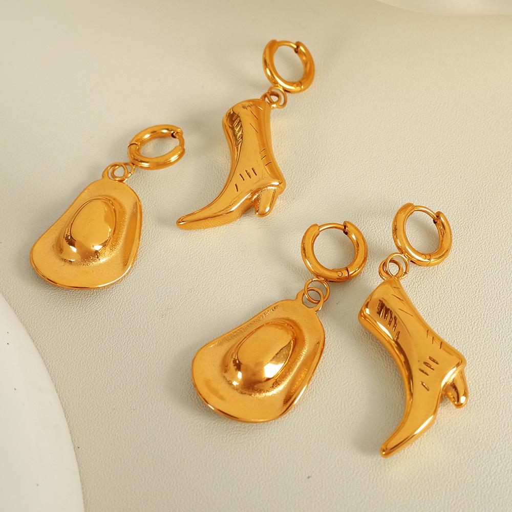 Europe and America Cross Border New Western Cowboy Boots Hat Pendant Earrings Personality Fashion Eardrop Jewelry