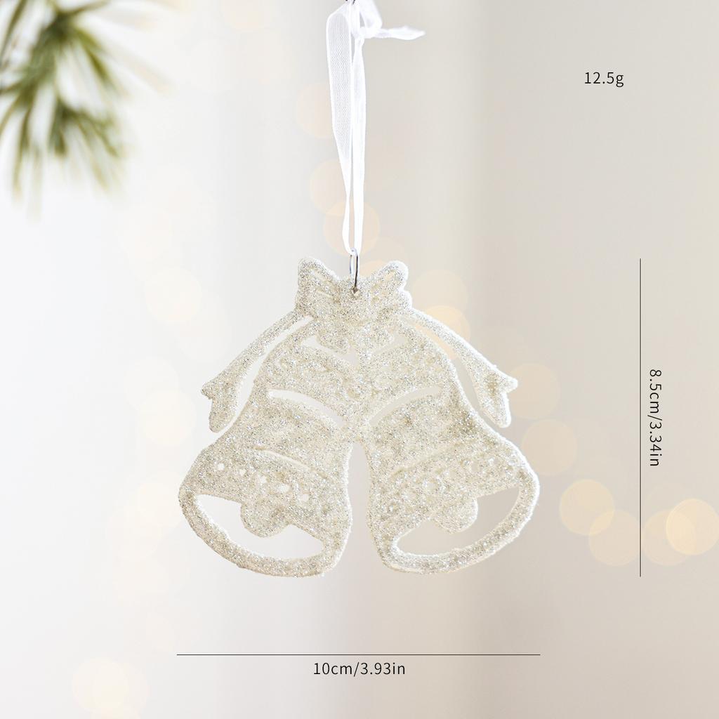 Christmas Bow Ornament Sparkling White Christmas Bell Christmas Star Ornament Festive For Party Decoration Holiday Celebration