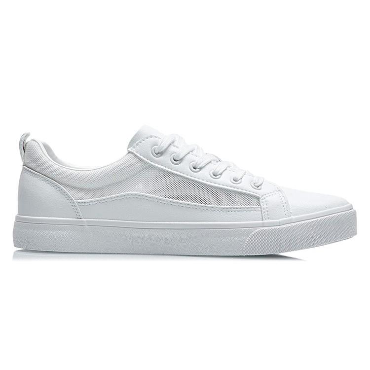 Li Ning Abrasion Resistant Breathable Low top Skateboard Shoes Men's Standard White AGCR397-1