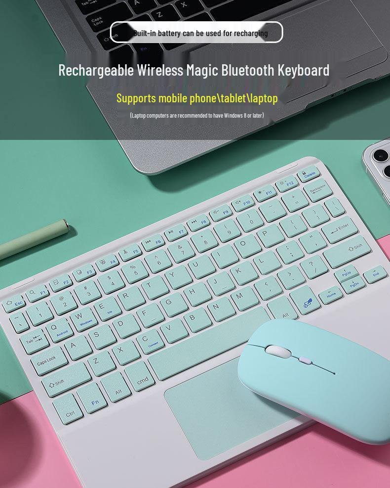 Universal Wireless Bluetooth Touch Keyboard for iPads, Tablets, and Phones