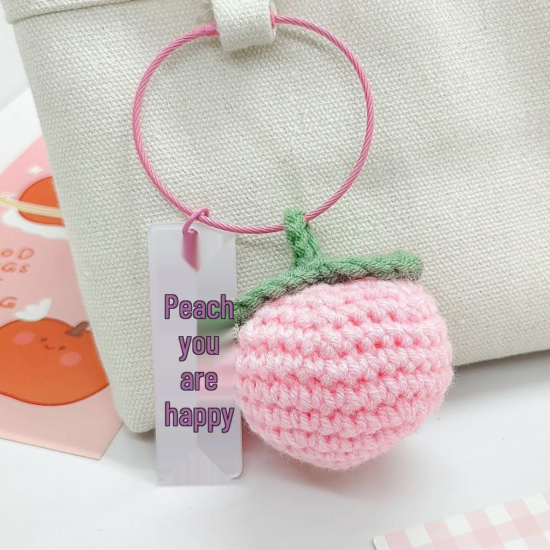 Wool Knitting Peach Keychain: Cute Creative Pendant for Student Backpacks & Gifts